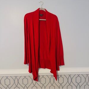 Motive....Size L Woman's Red Knee Length Open Front Cardigan
